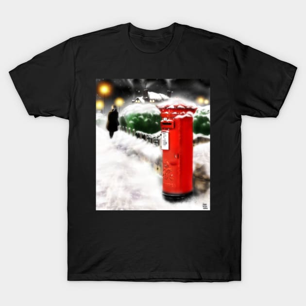 Traditional Christmas Illustration: Red Post Box in Snow [Soft Mix] T-Shirt by grantwilson